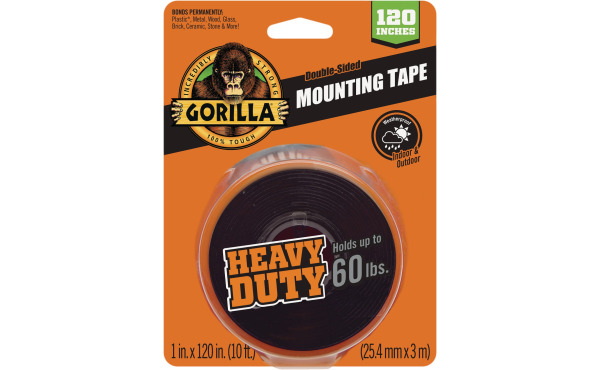 Gorilla 1 In. x 120 In. Black Heavy Duty Double-Sided Mounting Tape (60 Lb. Capacity)